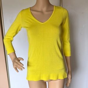 INC bright yellow V neck sweater. Women’s size XS